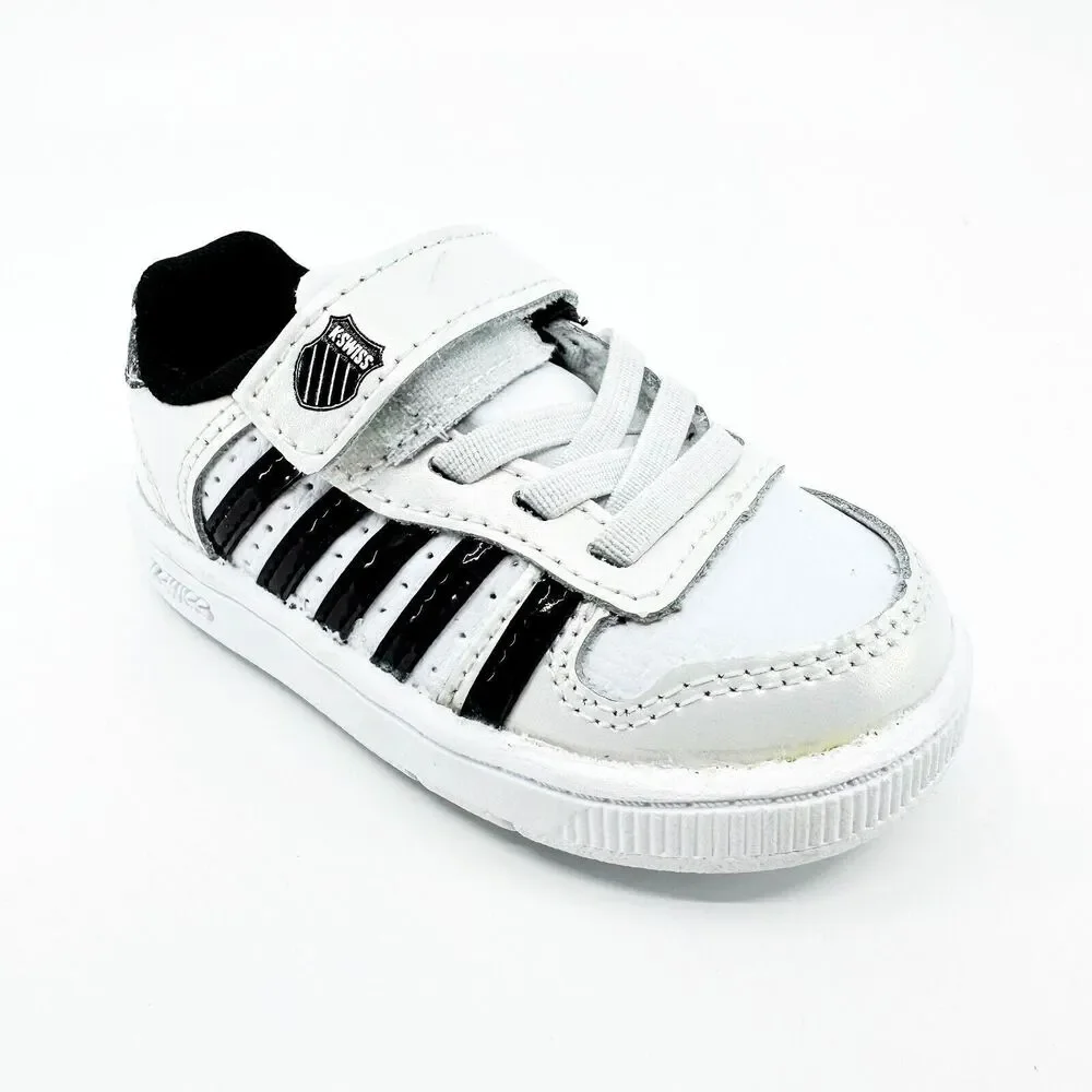 K-Swiss Court Palisades Strap White Metal Leopard Baby Size 4 Sneakers 27006 137